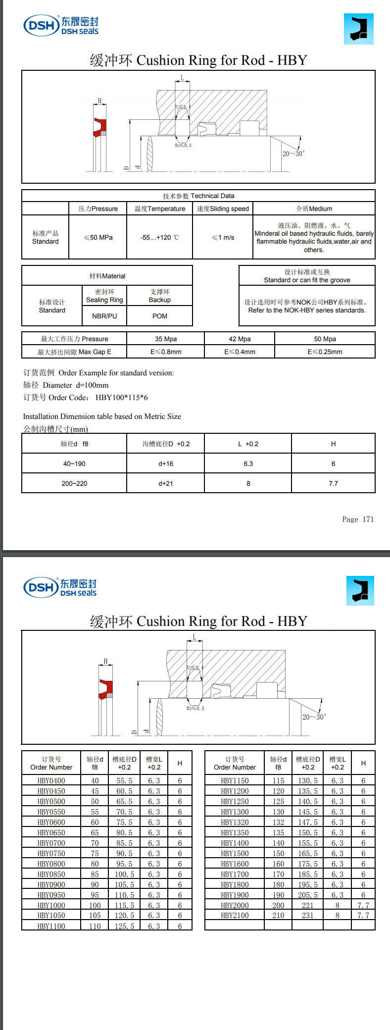 緩沖環(huán)HBY規(guī)格尺寸表